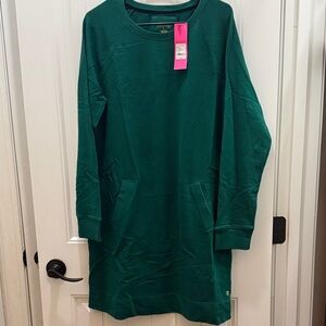 Lilly Pulitzer Evergreen Sweatshirt Dress New with Pink Tag